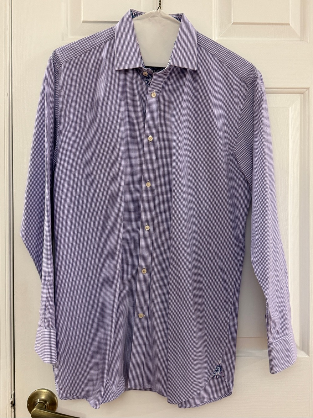 Ted Baker Paisley and Checker Dress Shirt — Purple & White Detailing